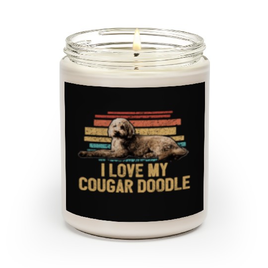 I Love My Doodle Retro Goldendoodle Dog Dad Scented Candles