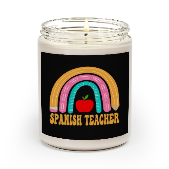 Spanish Teacher Rainbow Pencil Back To School Appr Scented Candles