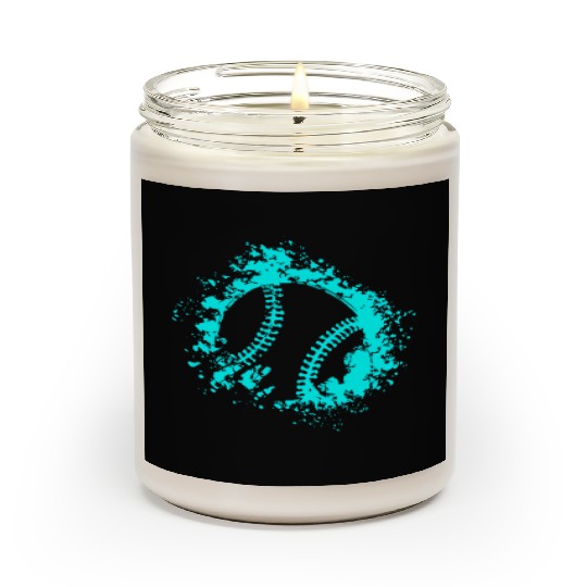 Softball Distressed Ball Teal Black Scented Candles