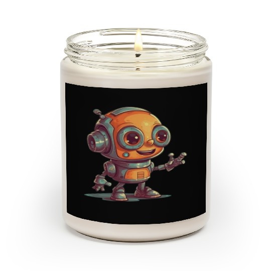 Cute waving robot illustration technology friendly Scented Candles