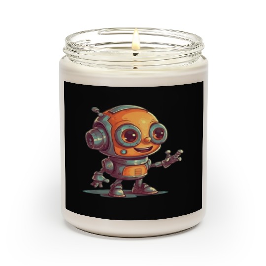 Cute waving robot illustration technology friendly Scented Candles