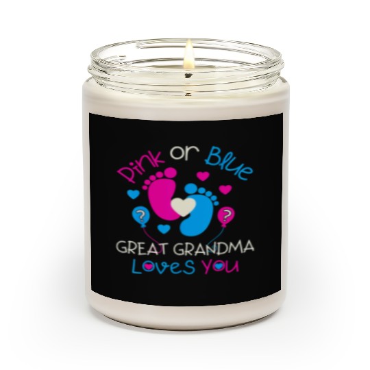 Pink Or Blue Great Grandma Loves You Gender Reveal Scented Candles