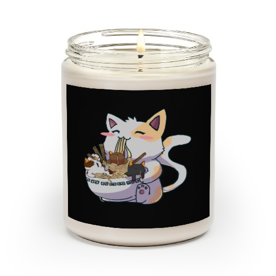 Kawaii Neko Cat Ramen Bowl Anime Japanese Noodles Scented Candles