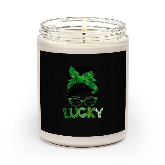 Lucky Mama Messy Bun Leopard Shamrock St Scented Candles