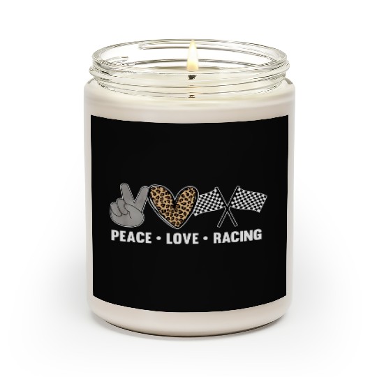 Women'S Racing Peace Love Racing Race Flag Scented Candles