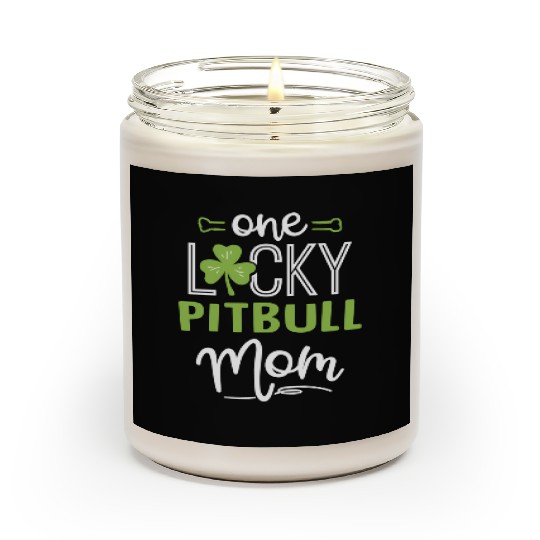 One Lucky Pitbull Dog Mom St Patric Day Scented Candles