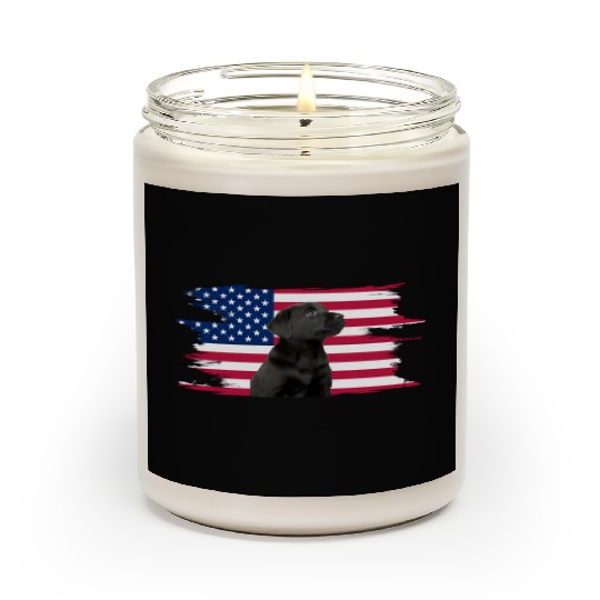 American Flag Dog Black Lab Puppy Scented Candles
