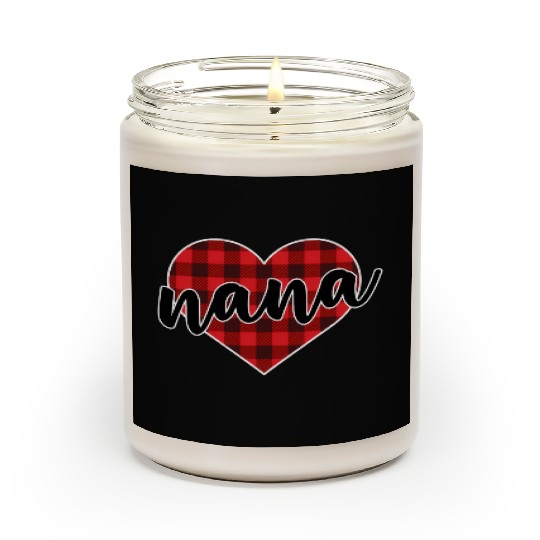 Nana Buffalo Plaid Heart Cozy Winter Pattern Scented Candles