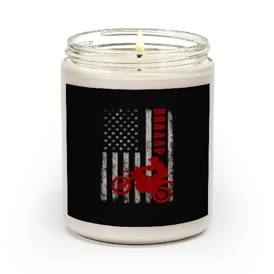 Braaap Usa American Flag Dirt Bike Rider Motocross Scented Candles