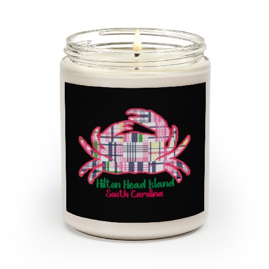 Hilton Head Island Preppy Plaid Crab Scented Candles