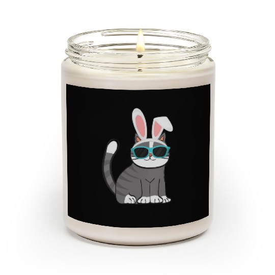 Happy Easter Cat With Bunny Ears And Glasses Cat Scented Candles