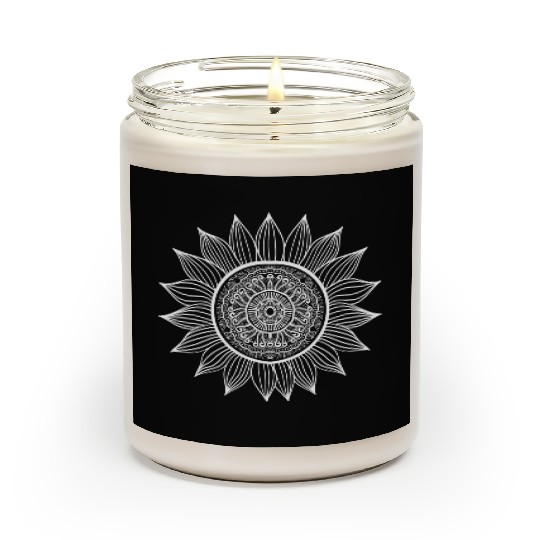 Cute Sunflower Artistic Mandala Nature And Garden Scented Candles