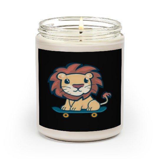 Lion on skateboard Scented Candles