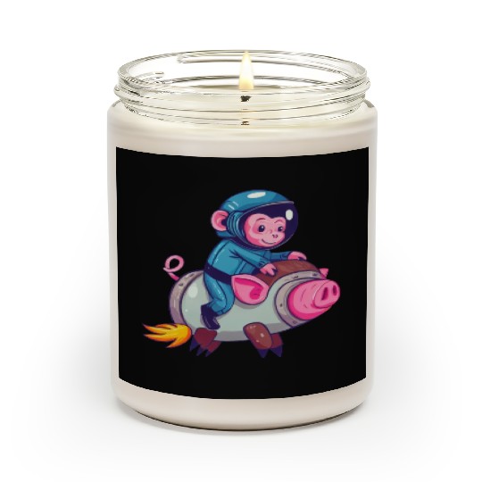 Pig and Monkey as Astronauts Scented Candles