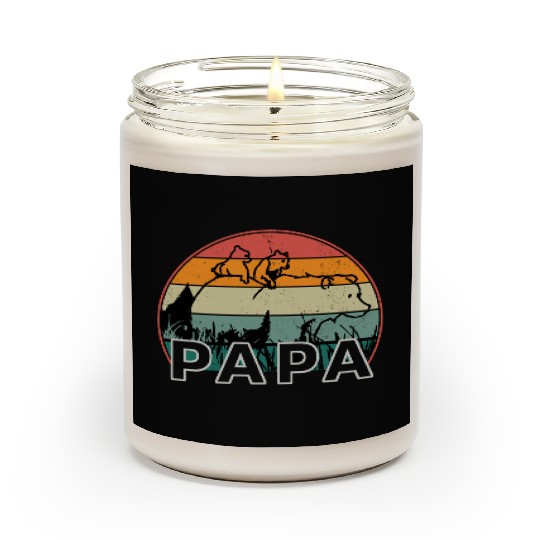 Papa Bear With Cubs Retro Grizzly Bear Forest Tree Scented Candles