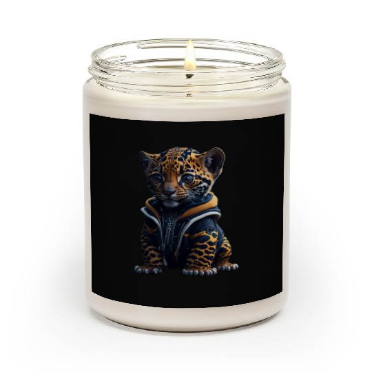A cute tiny hyper realistic baby jaguar Scented Candles