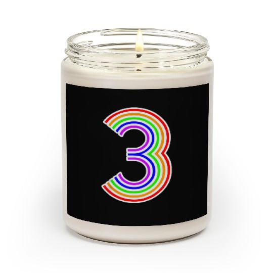 Happy Family Clothing Rainbow 3rd Birthday Number Scented Candles