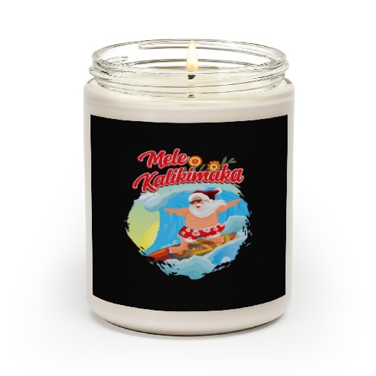 In July Santa Surfing Mele Kalikimaka Scented Candles