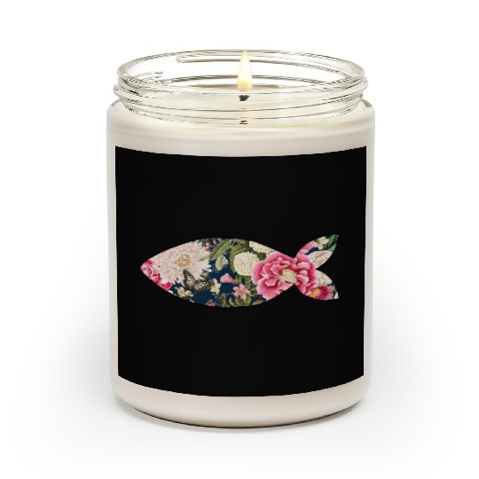 Fish navy floral Scented Candles