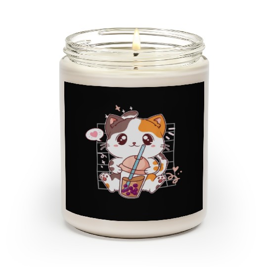 Cat Boba Tea Bubble Tea Kawaii Anime Japanese Scented Candles
