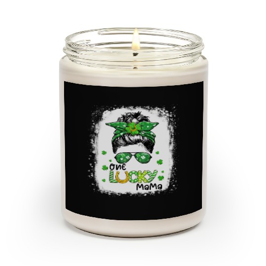 One Lucky Mama St Patric Day Mom Mother Shamrock Scented Candles