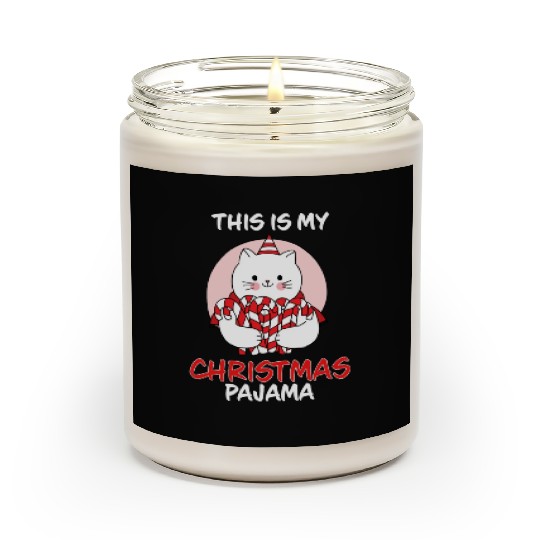 This Is My Christmas Pajama Cat In Candy Canes Scented Candles