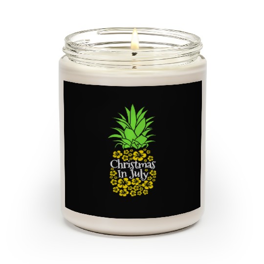 Christmas In July Funny Summer Vacation Pineapple Scented Candles