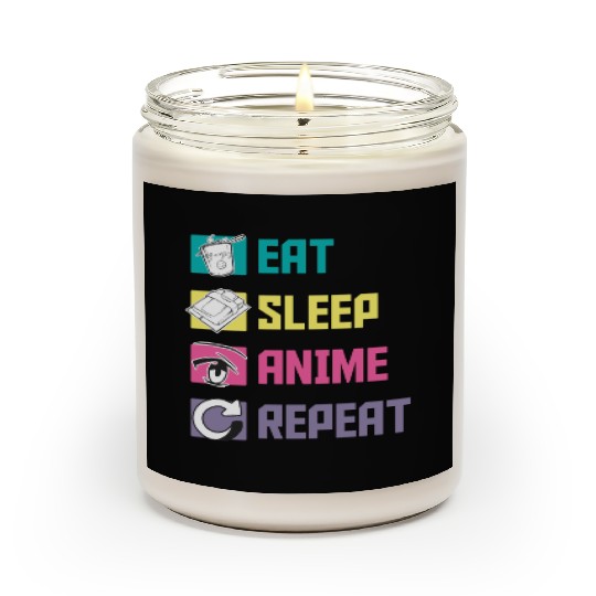 Eat Sleep Anime Repeat funny Scented Candles