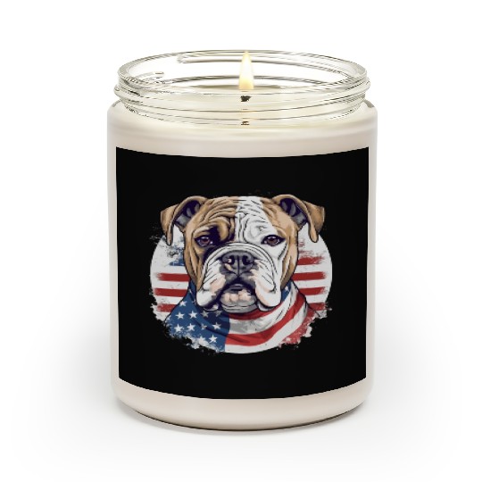 Bulldog of Liberty, Patriotic Bulldog with US Flag Scented Candles