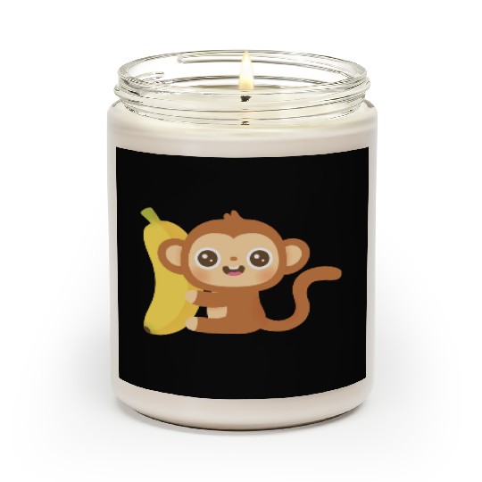 Cute Little Monkey And Banana Scented Candles