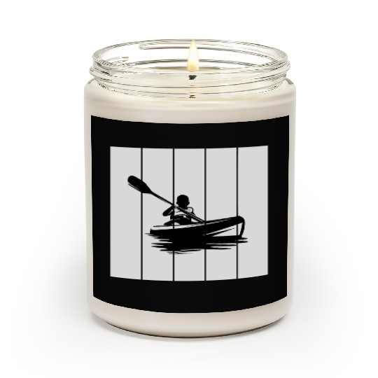 Man in a kayak boat rafting down a river Scented Candles