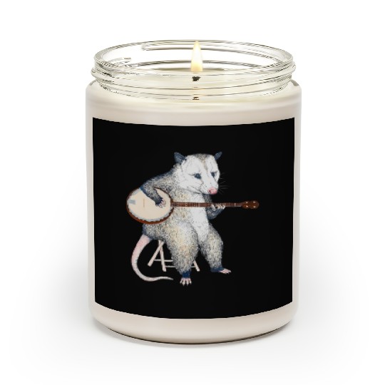 Opossum Playing Banjo Guitar Possum Live Weird Scented Candles