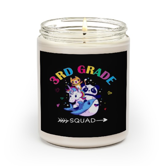 Third Grade Squad Unicorn Panda Cat Shark Back to Scented Candles