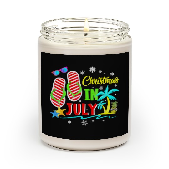 Christmas In July Flip Flops Funny Beach Summer Scented Candles
