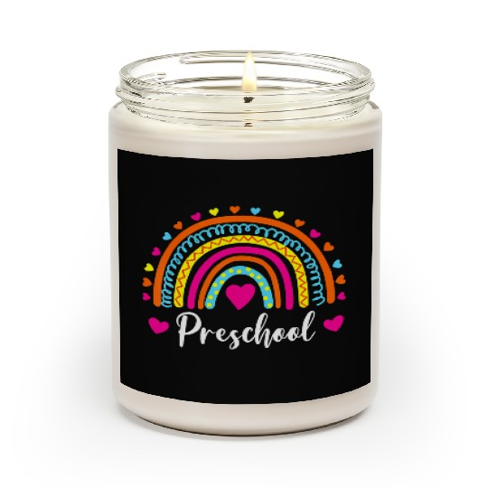 Preschool Teacher Funny Rainbow Lover Back To Scented Candles
