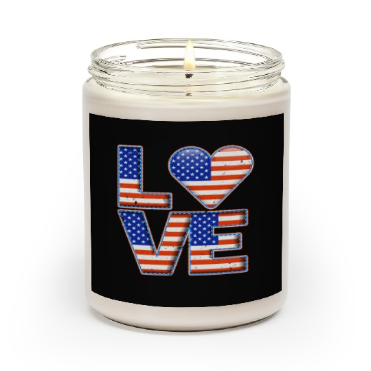 LOVE America Patriotism USA Independence Day Scented Candles