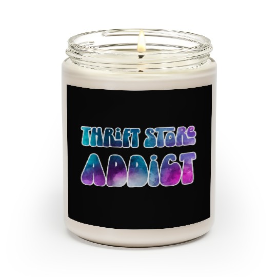 Thrift Store Addict blue purple watercolor Scented Candles
