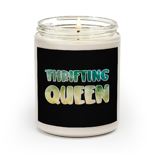 Thrifting Queen green yellow watercolor Scented Candles