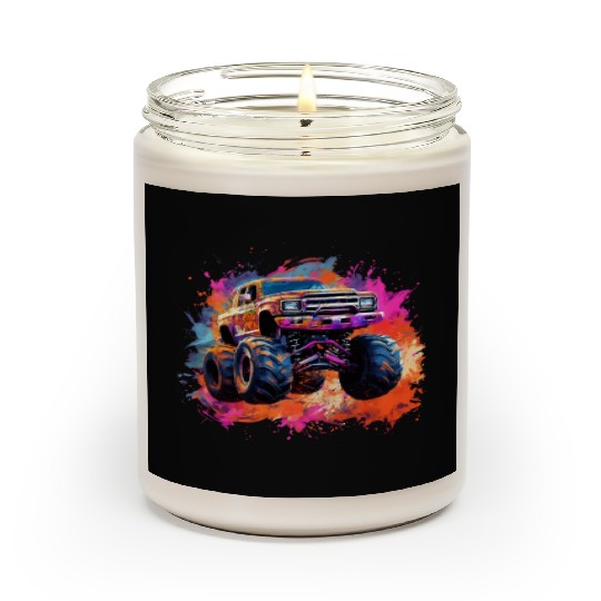 Monster Truck Big Retro Race Dad Trucker Lover Scented Candles