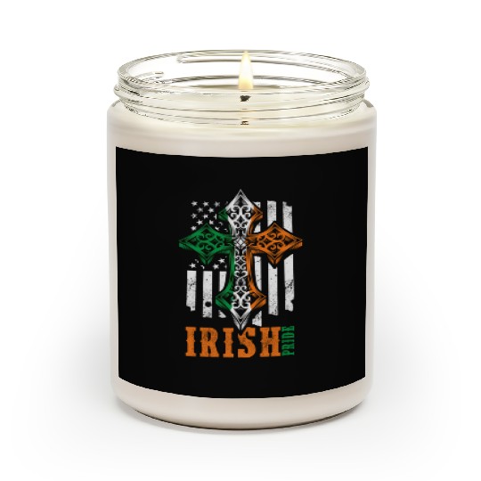 Irish American Flag Celtic Cross Scented Candles