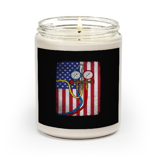 Patriotic HVAC Technician American Flag HVAC Tech Scented Candles