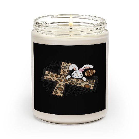 Happy Easter He Is Risen Jesus Cross Easter Bunny Scented Candles