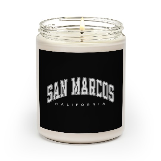 San Marcos California Ca Varsity Style White Scented Candles