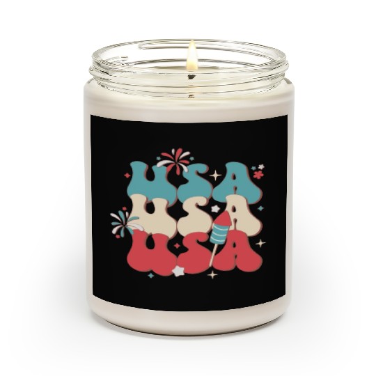 USA And Fireworks, Independence Day Scented Candles