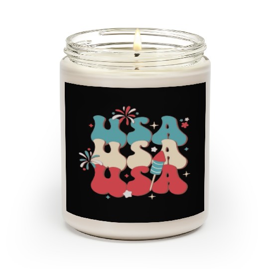 USA And Fireworks, Independence Day Scented Candles