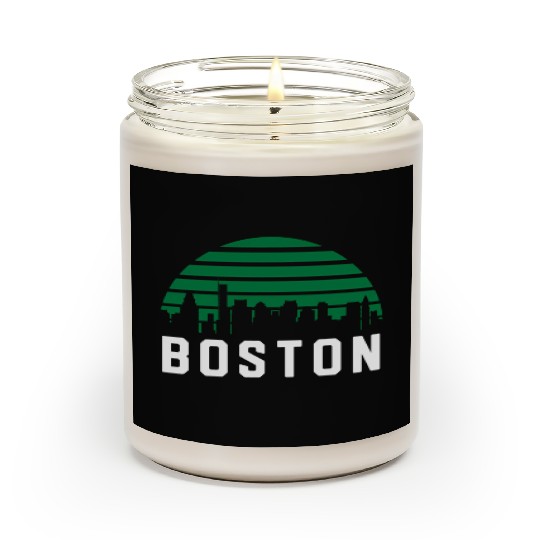 Boston Massachusetts Cityscape Green Scented Candles