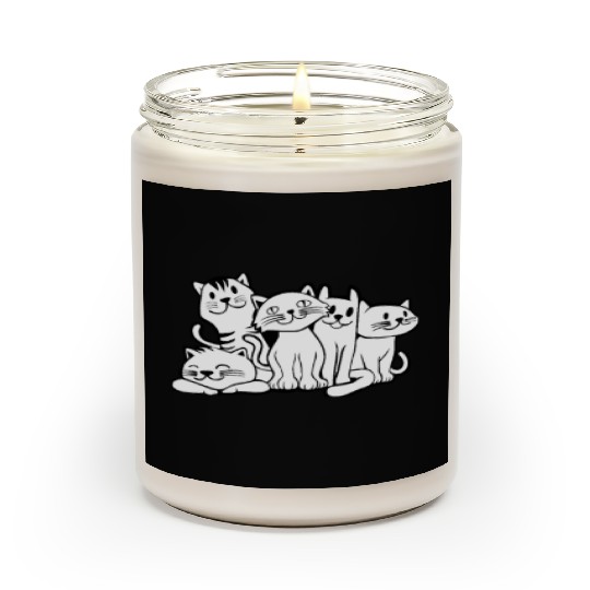 Cat Club Cats Cat Lover Doodle Art Gift Idea Scented Candles