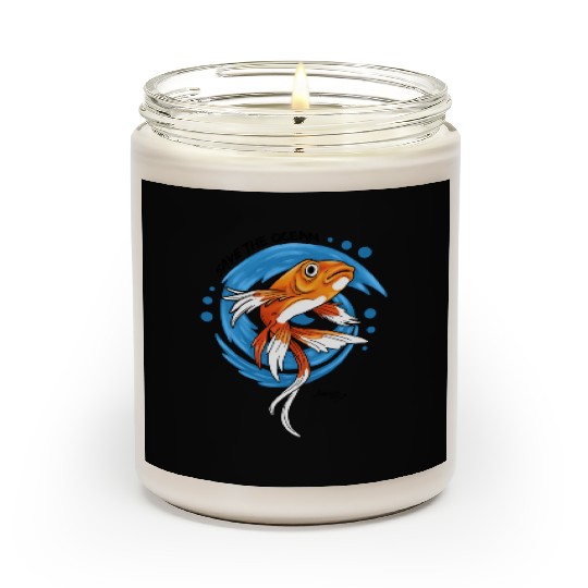 Save The Ocean Orange Fish Blue Waves Environment Scented Candles