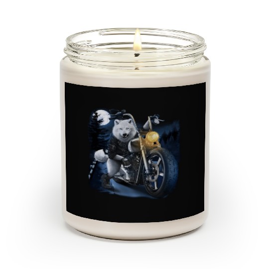 Wolf Riding Chopper Motorcycle In Full Moon Scented Candles