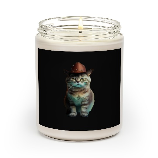 cowboy cat - funny cats, funny pets. Scented Candles